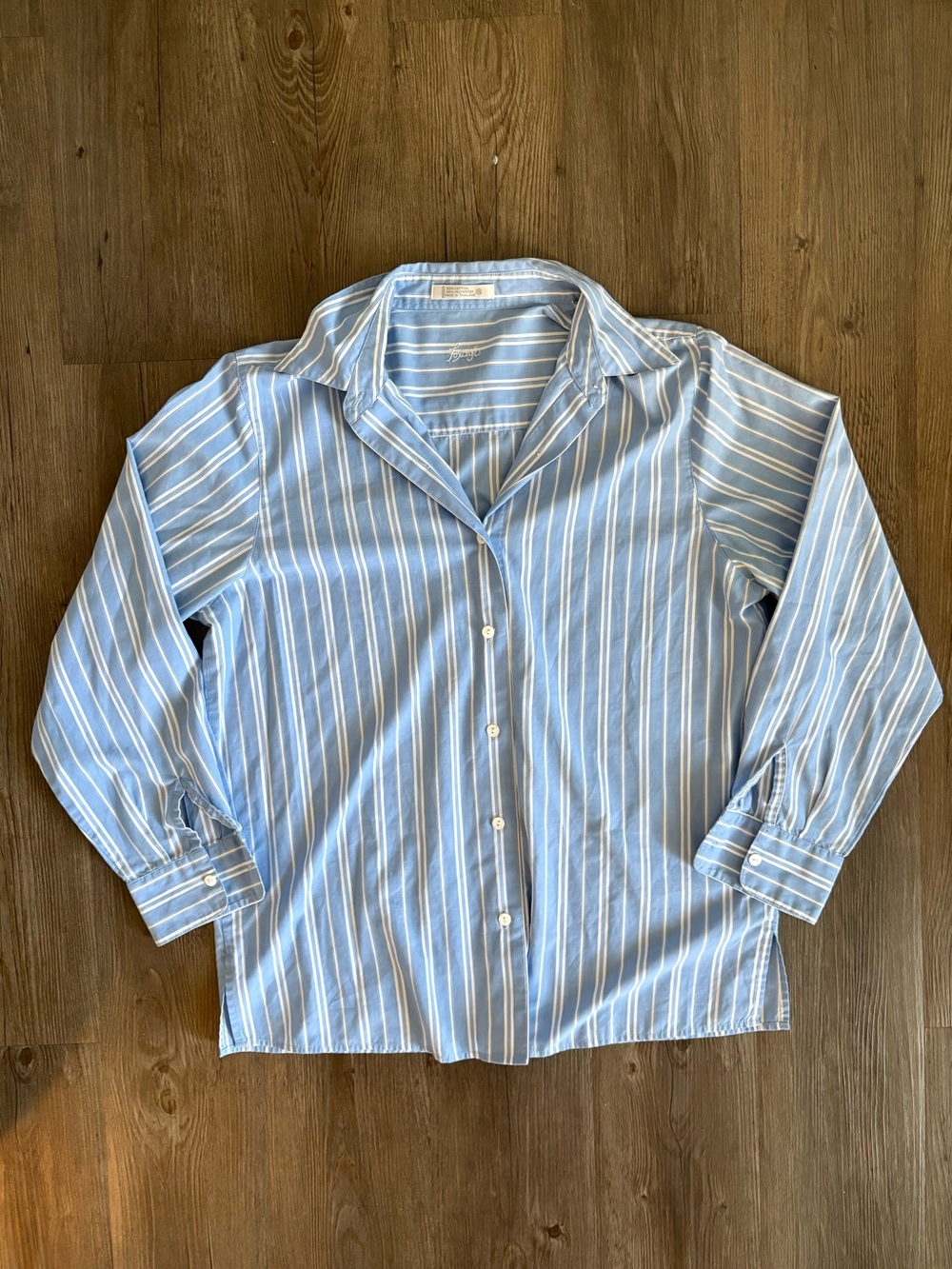 Women’s Blue Stripe Button-Up Shirt - Classic Oxford Style